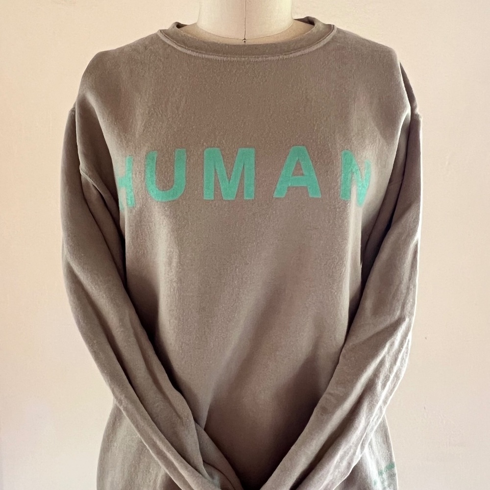 Taupe “HUMAN” Graphic Crewneck Sweatshirt